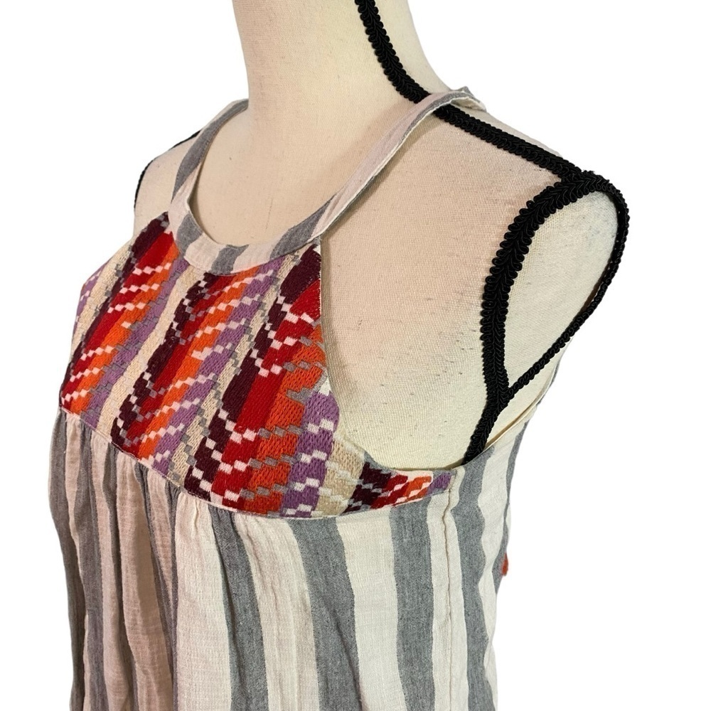 THML Anthropologie Embroidered Midi Dress Size Small Tassels - Picture 3 of 16